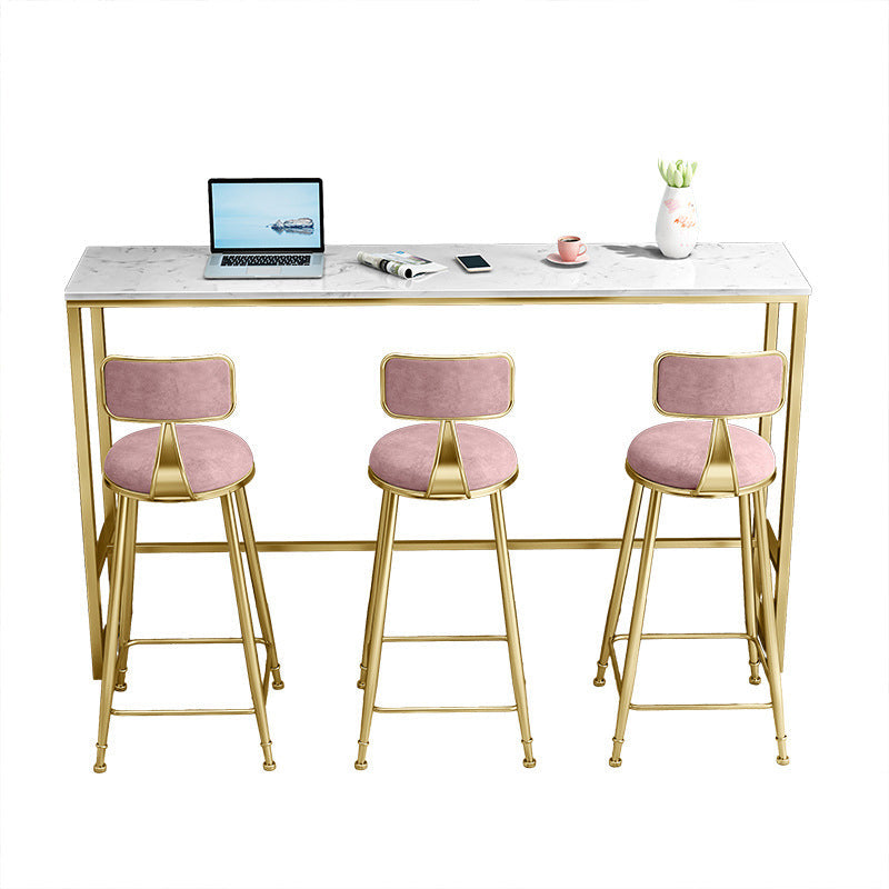 White Faux Marble Table Modern Style Bistro Table with Gold Base Clearhalo 'Bar Furniture' 'Bar Tables' 'bar_tables' 'furn' 'furn_bar_tables' 'Furniture' 'Kitchen & Dining Furniture' 6580982