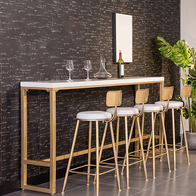 White Faux Marble Table Modern Style Bistro Table with Gold Base Clearhalo 'Bar Furniture' 'Bar Tables' 'bar_tables' 'furn' 'furn_bar_tables' 'Furniture' 'Kitchen & Dining Furniture' 6580984