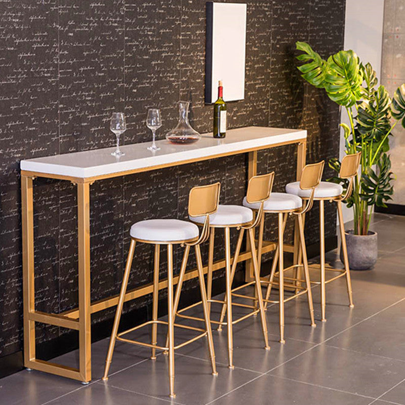 White Faux Marble Table Modern Style Bistro Table with Gold Base Clearhalo 'Bar Furniture' 'Bar Tables' 'bar_tables' 'furn' 'furn_bar_tables' 'Furniture' 'Kitchen & Dining Furniture' 6580985