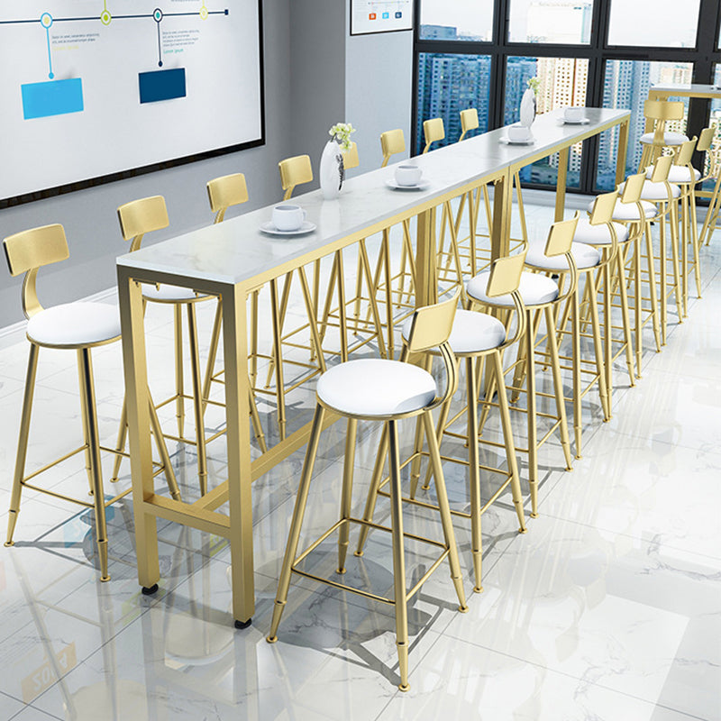 White Faux Marble Table Modern Style Bistro Table for Patio Use