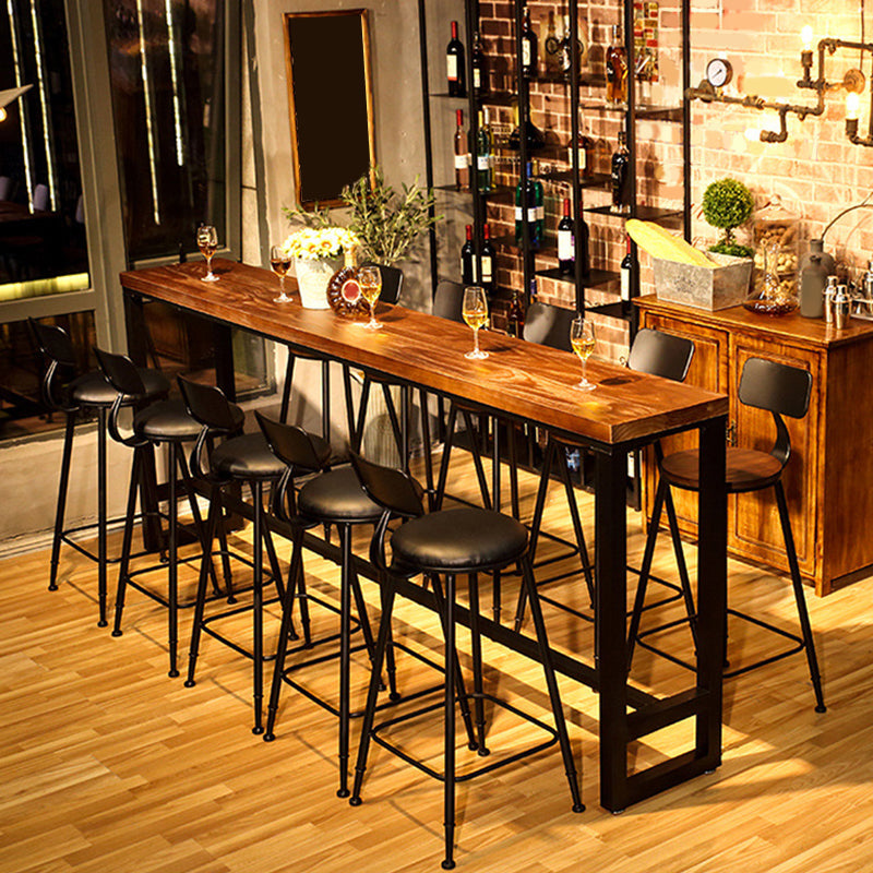 Modern Bar-Height Table Solid Wood Top Bistro Table for Patio Use 86.6"L x 15.7"W x 41.3"H Without Chairs Clearhalo 'Bar Furniture' 'Bar Tables' 'bar_tables' 'furn' 'furn_bar_tables' 'Furniture' 'Kitchen & Dining Furniture' 6581024