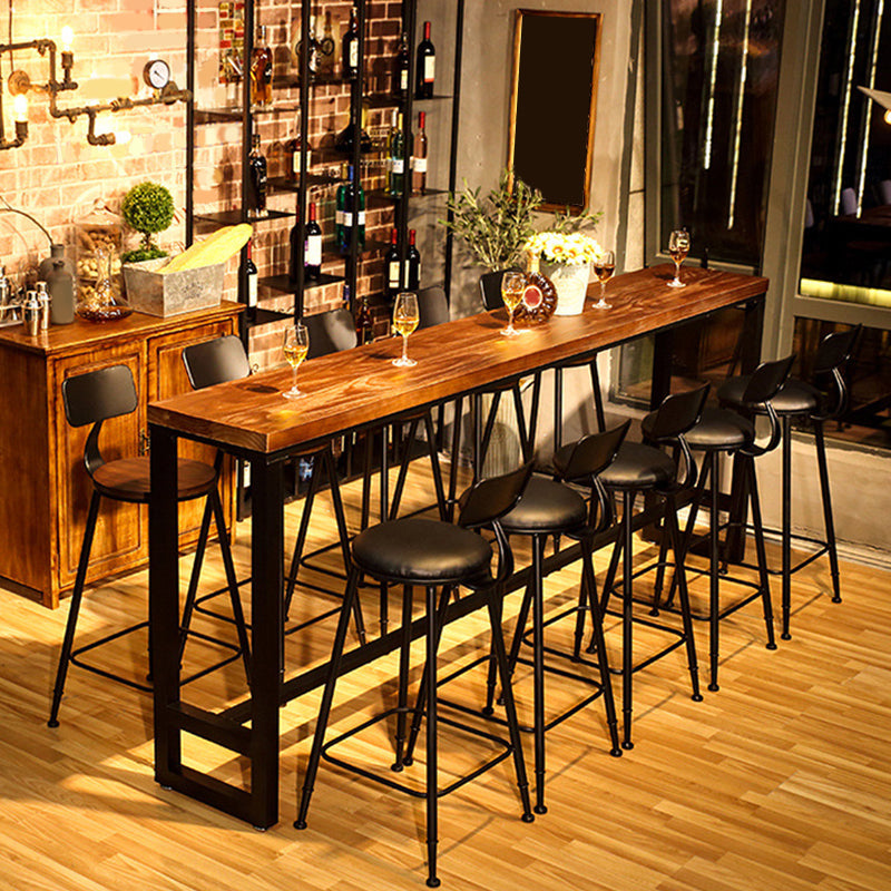 Modern Bar-Height Table Solid Wood Top Bistro Table for Patio Use 78.7"L x 15.7"W x 41.3"H Without Chairs Clearhalo 'Bar Furniture' 'Bar Tables' 'bar_tables' 'furn' 'furn_bar_tables' 'Furniture' 'Kitchen & Dining Furniture' 6581025