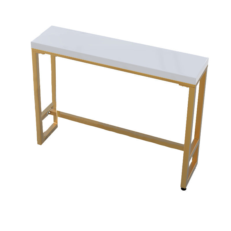 Rectangular Bar Height Table Gold Legs and Metal Base Bar Table for Patio Use Wood Without Chairs Clearhalo 'Bar Furniture' 'Bar Tables' 'bar_tables' 'furn' 'furn_bar_tables' 'Furniture' 'Kitchen & Dining Furniture' 6581046