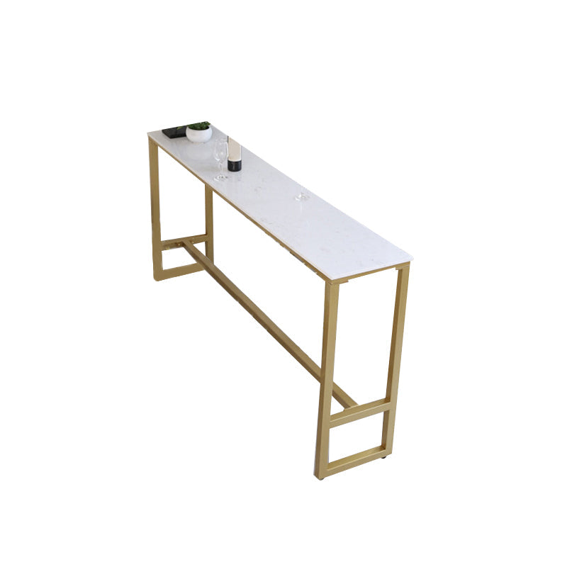 Rectangular Bar Height Table Gold Legs and Metal Base Bar Table for Patio Use Faux Marble Without Chairs Clearhalo 'Bar Furniture' 'Bar Tables' 'bar_tables' 'furn' 'furn_bar_tables' 'Furniture' 'Kitchen & Dining Furniture' 6581047
