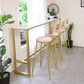 Rectangular Bar Height Table Gold Legs and Metal Base Bar Table for Patio Use 70.9"L x 15.7"W x 41.3"H Faux Marble Without Chairs Clearhalo 'Bar Furniture' 'Bar Tables' 'bar_tables' 'furn' 'furn_bar_tables' 'Furniture' 'Kitchen & Dining Furniture' 6581049
