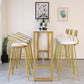 Rectangular Bar Height Table Gold Legs and Metal Base Bar Table for Patio Use 63"L x 15.7"W x 41.3"H Faux Marble Without Chairs Clearhalo 'Bar Furniture' 'Bar Tables' 'bar_tables' 'furn' 'furn_bar_tables' 'Furniture' 'Kitchen & Dining Furniture' 6581050