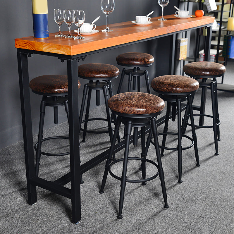 Industrial Style Bar Table Rectangle Solid Wood Pub Bar Table in Brown 70.9"L x 15.7"W x 41.3"H Without Chairs Clearhalo 'Bar Furniture' 'Bar Tables' 'bar_tables' 'furn' 'furn_bar_tables' 'Furniture' 'Kitchen & Dining Furniture' 6581072