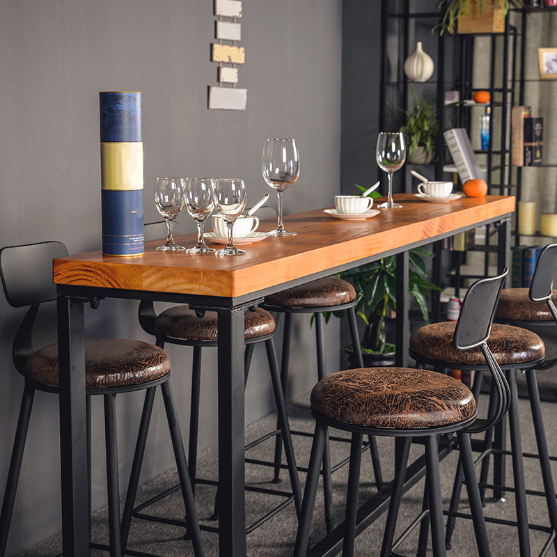 Industrial Style Bar Table Rectangle Solid Wood Pub Bar Table in Brown Clearhalo 'Bar Furniture' 'Bar Tables' 'bar_tables' 'furn' 'furn_bar_tables' 'Furniture' 'Kitchen & Dining Furniture' 6581077