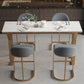 Rectangle Metal Base Bar Table Glam Sintered Stone Top Bistro Bar Table 55.1"L x 17.7"W x 41.3"H Without Chairs Clearhalo 'Bar Furniture' 'Bar Tables' 'bar_tables' 'furn' 'furn_bar_tables' 'Furniture' 'Kitchen & Dining Furniture' 6581197