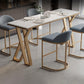 Rectangle Metal Base Bar Table Glam Sintered Stone Top Bistro Bar Table 63"L x 17.7"W x 41.3"H Without Chairs Clearhalo 'Bar Furniture' 'Bar Tables' 'bar_tables' 'furn' 'furn_bar_tables' 'Furniture' 'Kitchen & Dining Furniture' 6581199
