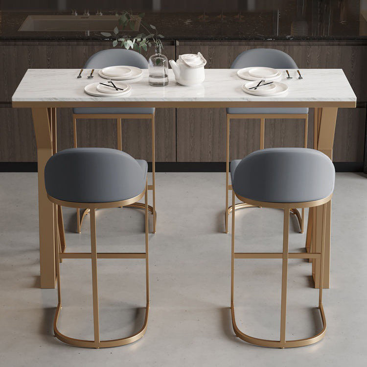 Rectangle Metal Base Bar Table Glam Sintered Stone Top Bistro Bar Table Clearhalo 'Bar Furniture' 'Bar Tables' 'bar_tables' 'furn' 'furn_bar_tables' 'Furniture' 'Kitchen & Dining Furniture' 6581206