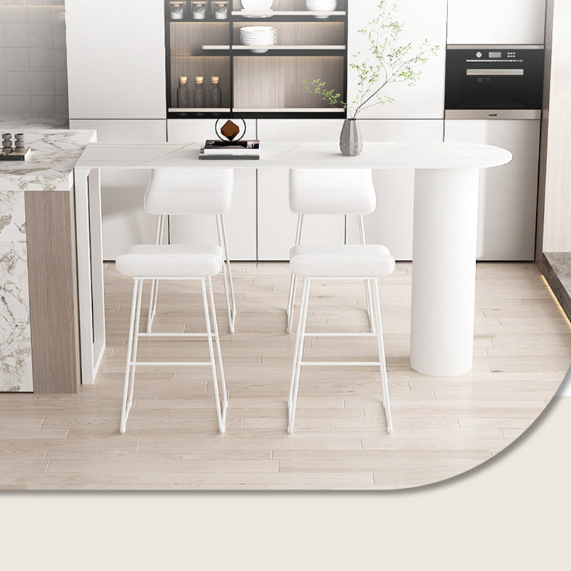 Sintered Stone Bistro Bar Table Double Pedestal Bar Table for Kitchen 70.9"L x 19.7"W x 41.3"H White Without Chairs Clearhalo 'Bar Furniture' 'Bar Tables' 'bar_tables' 'furn' 'furn_bar_tables' 'Furniture' 'Kitchen & Dining Furniture' 6581232