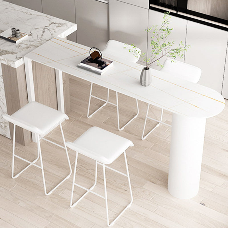 Sintered Stone Bistro Bar Table Double Pedestal Bar Table for Kitchen White Without Chairs Clearhalo 'Bar Furniture' 'Bar Tables' 'bar_tables' 'furn' 'furn_bar_tables' 'Furniture' 'Kitchen & Dining Furniture' 6581234