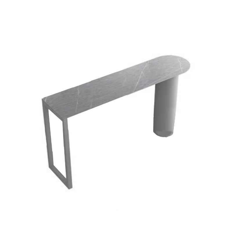 Sintered Stone Bistro Bar Table Double Pedestal Bar Table for Kitchen Grey Without Chairs Clearhalo 'Bar Furniture' 'Bar Tables' 'bar_tables' 'furn' 'furn_bar_tables' 'Furniture' 'Kitchen & Dining Furniture' 6581236