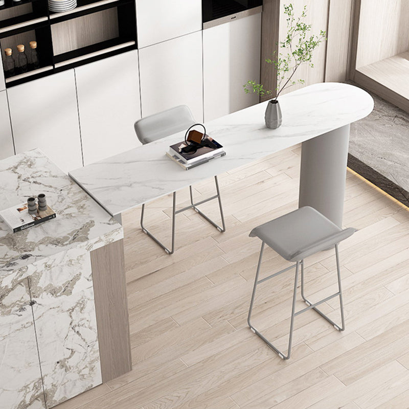 Sintered Stone Bistro Bar Table Double Pedestal Bar Table for Kitchen Clearhalo 'Bar Furniture' 'Bar Tables' 'bar_tables' 'furn' 'furn_bar_tables' 'Furniture' 'Kitchen & Dining Furniture' 6581244