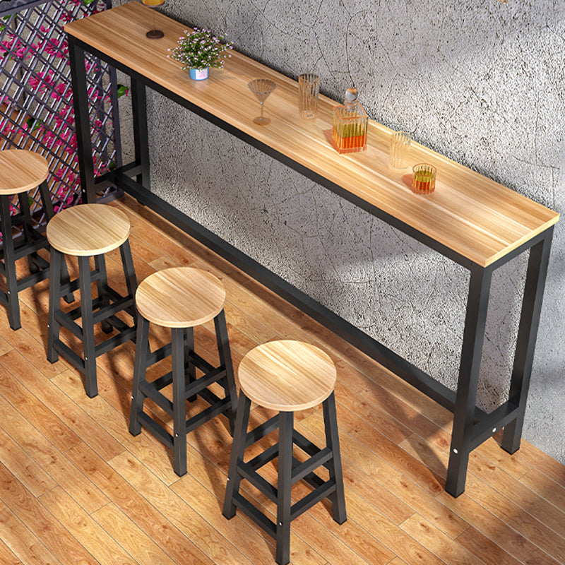 Industrial Style Bistro Bar Desk Wood Rectangle Pub Table for Cafe Natural Without Chairs Clearhalo 'Bar Furniture' 'Bar Tables' 'bar_tables' 'furn' 'furn_bar_tables' 'Furniture' 'Kitchen & Dining Furniture' 6581279