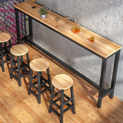 Industrial Style Bistro Bar Desk Wood Rectangle Pub Table for Cafe Natural Without Chairs Clearhalo 'Bar Furniture' 'Bar Tables' 'bar_tables' 'furn' 'furn_bar_tables' 'Furniture' 'Kitchen & Dining Furniture' 6581279