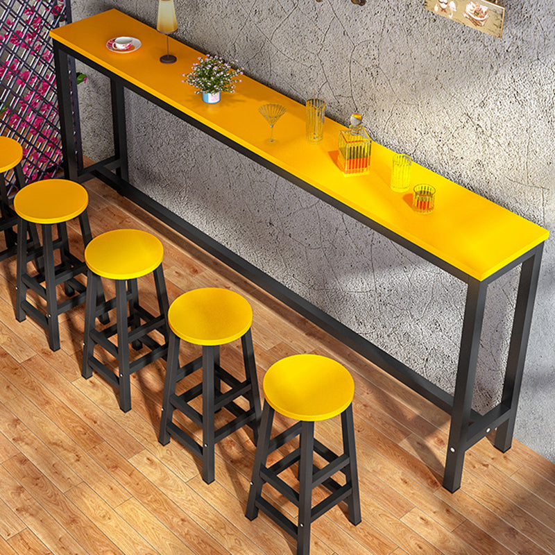 Industrial Style Bistro Bar Desk Wood Rectangle Pub Table for Cafe Yellow Without Chairs Clearhalo 'Bar Furniture' 'Bar Tables' 'bar_tables' 'furn' 'furn_bar_tables' 'Furniture' 'Kitchen & Dining Furniture' 6581280