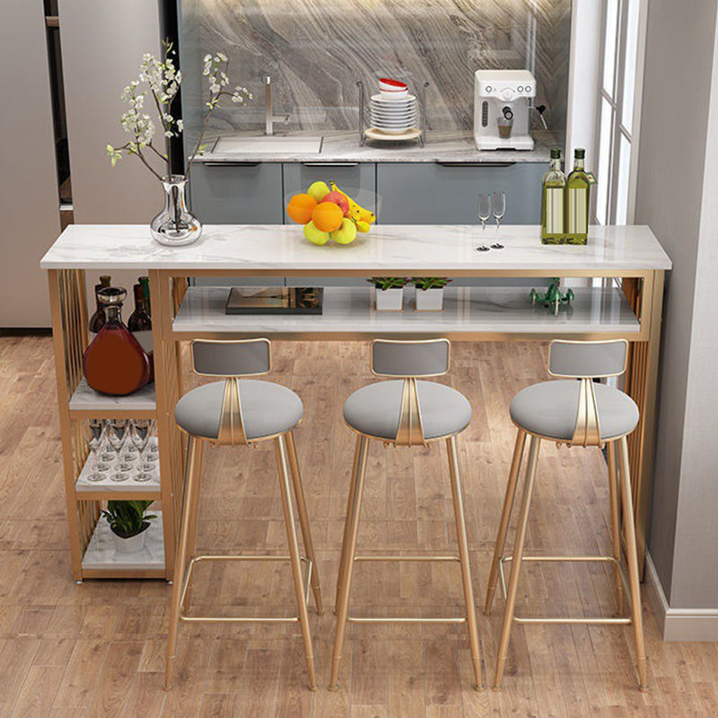 Bistro-Bartisch mit Holzplatte, rechteckiger Bartisch mit goldfarbener Basis für zu Hause