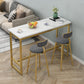 Bistro-Bartisch mit Holzplatte, rechteckiger Bartisch mit goldfarbener Basis für zu Hause