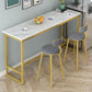 Bistro-Bartisch mit Holzplatte, rechteckiger Bartisch mit goldfarbener Basis für zu Hause