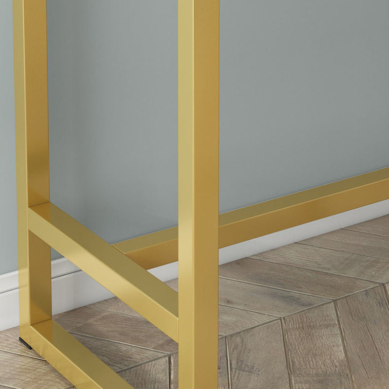 Bistro-Bartisch mit Holzplatte, rechteckiger Bartisch mit goldfarbener Basis für zu Hause