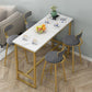 Bistro-Bartisch mit Holzplatte, rechteckiger Bartisch mit goldfarbener Basis für zu Hause