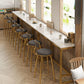 Bistro-Bartisch mit Holzplatte, rechteckiger Bartisch mit goldfarbener Basis für zu Hause