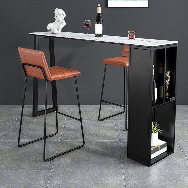 Industrial Style Bistro Bar Desk Stone Rectangle Pub Table for Cafe and Breakroom