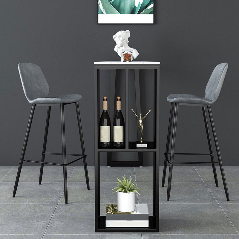 Industrial Style Bistro Bar Desk Stone Rectangle Pub Table for Cafe and Breakroom