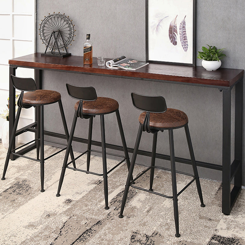 Industrieller Bistro-Bartisch aus massivem Holz, rechteckiger Bartisch mit Metallgestell