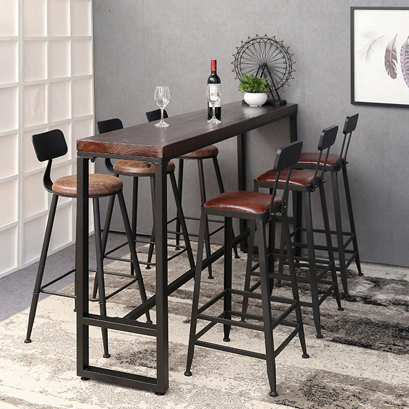 Industrieller Bistro-Bartisch aus massivem Holz, rechteckiger Bartisch mit Metallgestell