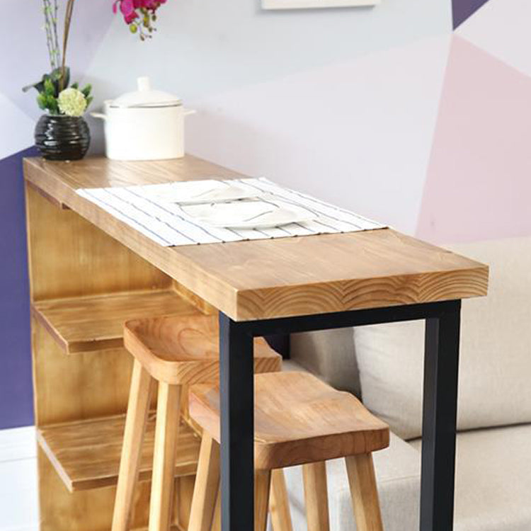 Massief houten cocktailbartafel Industriële bistrobartafel met opbergruimte