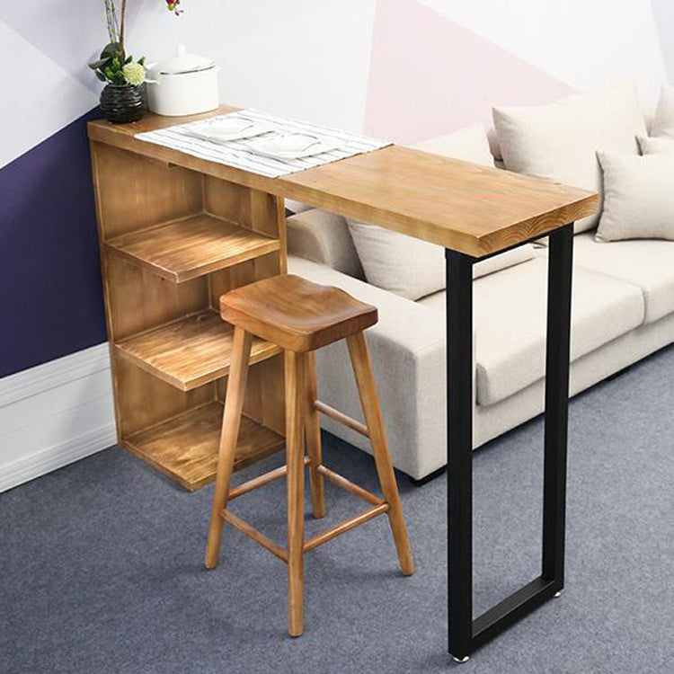 Massief houten cocktailbartafel Industriële bistrobartafel met opbergruimte