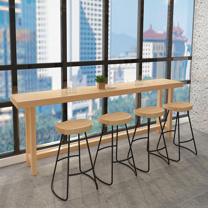 Natural Solid Wood Bar Dining Table Rectangle Bar Height Pub Table 78.7"L x 17.7"W x 41.3"H Without Chairs Clearhalo 'Bar Furniture' 'Bar Tables' 'bar_tables' 'furn' 'furn_bar_tables' 'Furniture' 'Kitchen & Dining Furniture' 6581414