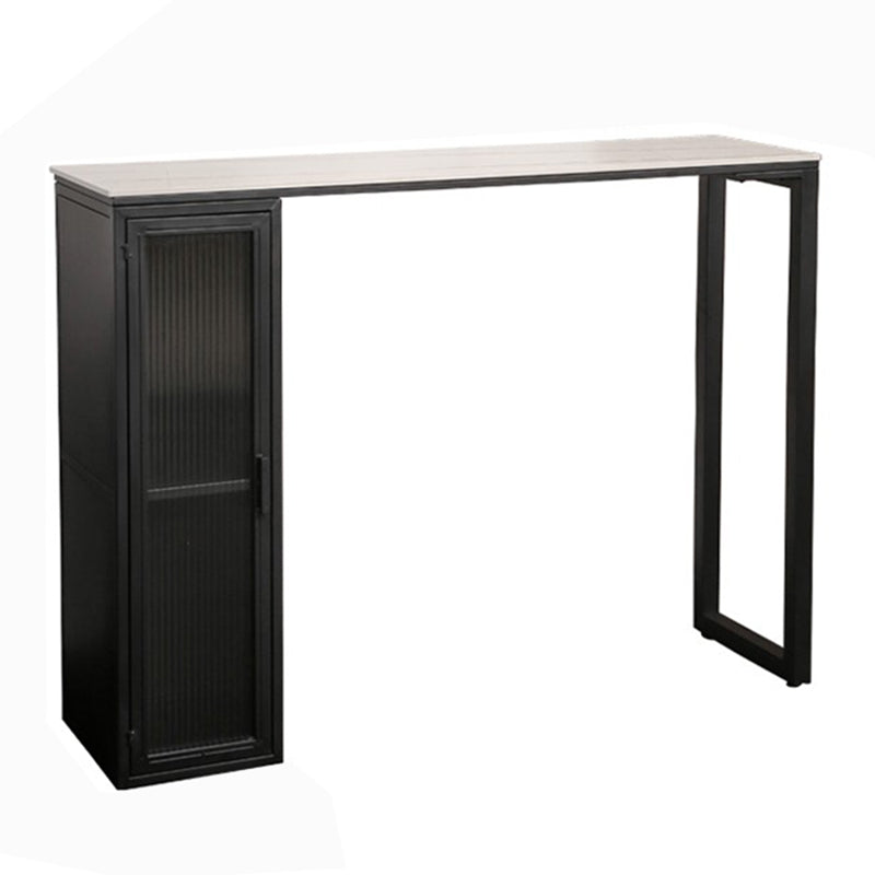 Modern Sintered Stone Bar Table Rectangle Dining Table with Storage Shelves Clearhalo 'Bar Furniture' 'Bar Tables' 'bar_tables' 'furn' 'furn_bar_tables' 'Furniture' 'Kitchen & Dining Furniture' 6581484