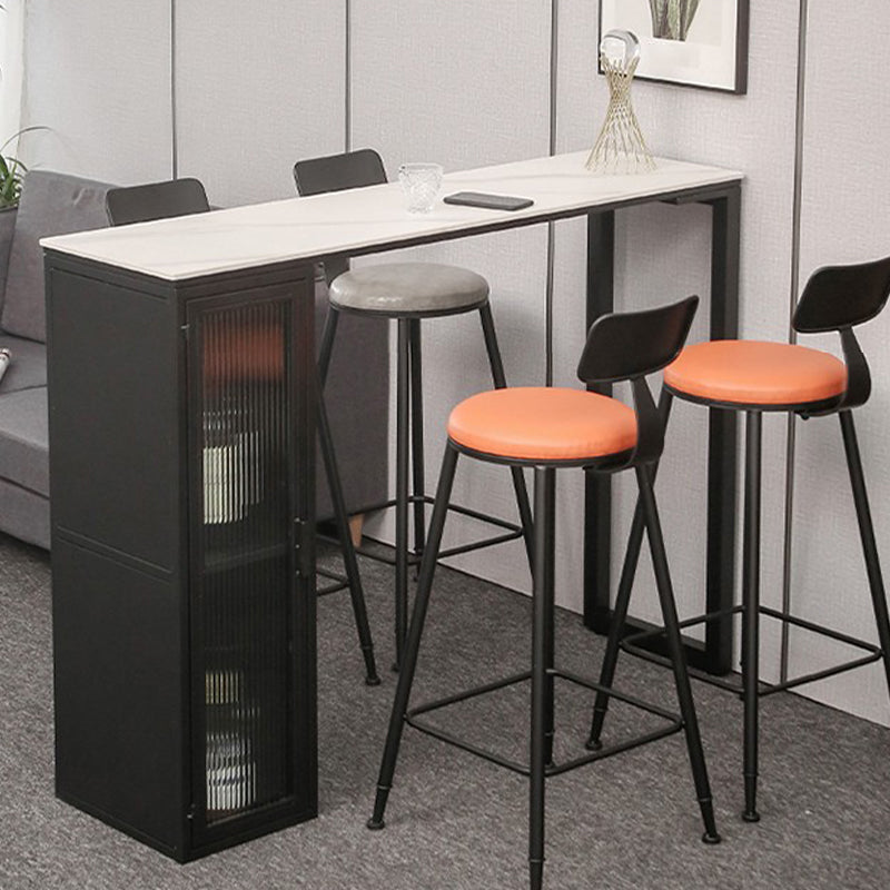 Modern Sintered Stone Bar Table Rectangle Dining Table with Storage Shelves Clearhalo 'Bar Furniture' 'Bar Tables' 'bar_tables' 'furn' 'furn_bar_tables' 'Furniture' 'Kitchen & Dining Furniture' 6581490