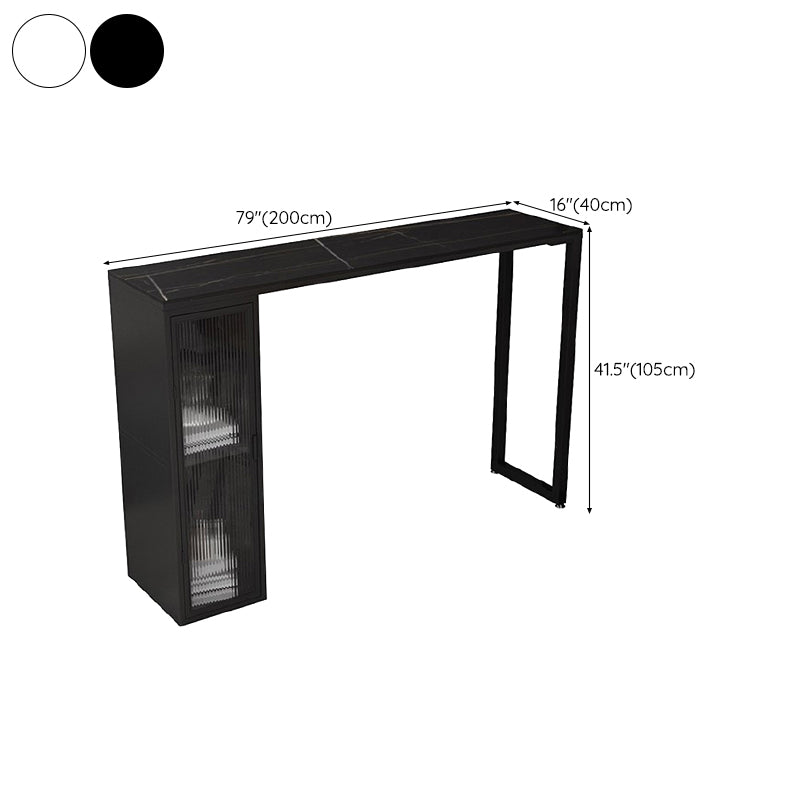 Modern Sintered Stone Bar Table Rectangle Dining Table with Storage Shelves Clearhalo 'Bar Furniture' 'Bar Tables' 'bar_tables' 'furn' 'furn_bar_tables' 'Furniture' 'Kitchen & Dining Furniture' 6581496