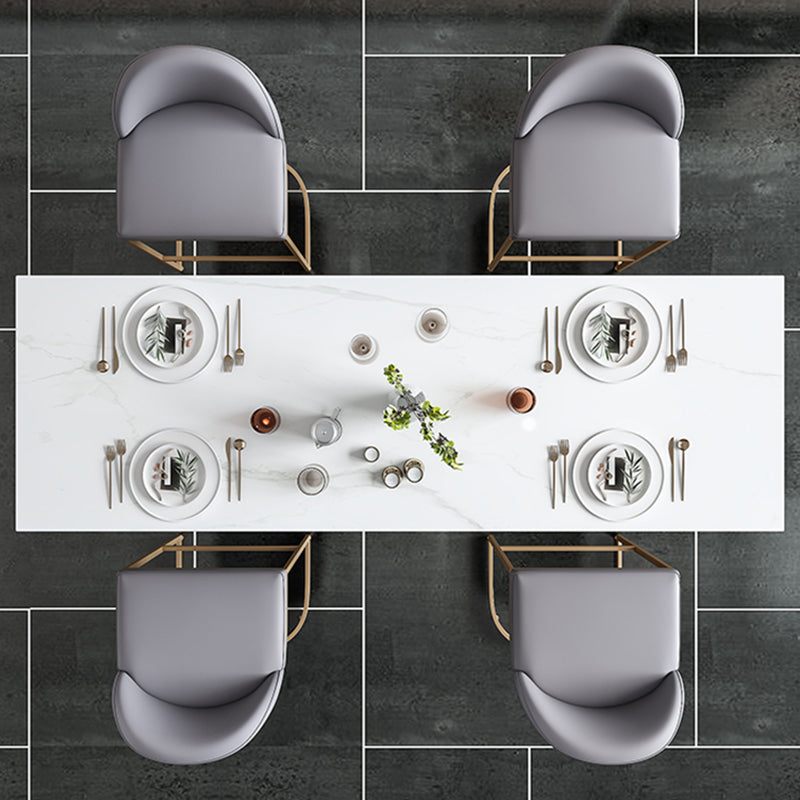 Faux Marble Bistro Bar Table Rectangle White Bar Table for Home Clearhalo 'Bar Furniture' 'Bar Tables' 'bar_tables' 'furn' 'furn_bar_tables' 'Furniture' 'Kitchen & Dining Furniture' 6581555