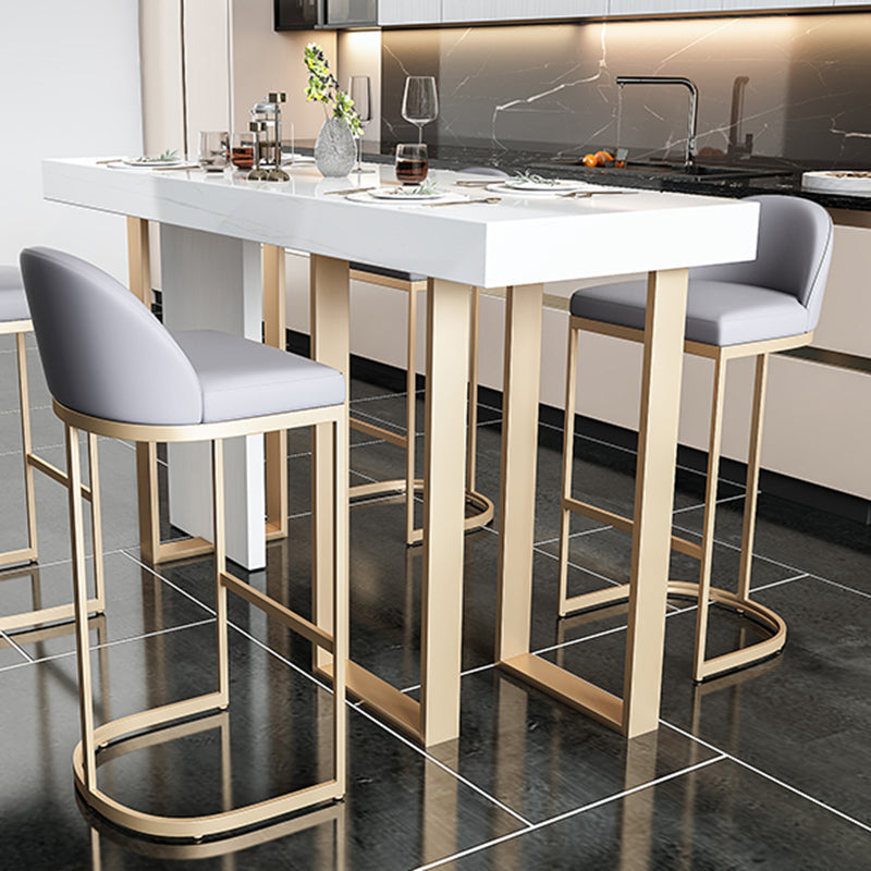 Faux Marble Bistro Bar Table Rectangle White Bar Table for Home Clearhalo 'Bar Furniture' 'Bar Tables' 'bar_tables' 'furn' 'furn_bar_tables' 'Furniture' 'Kitchen & Dining Furniture' 6581557