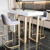 Faux Marble Bistro Bar Table Rectangle White Bar Table for Home Clearhalo 'Bar Furniture' 'Bar Tables' 'bar_tables' 'furn' 'furn_bar_tables' 'Furniture' 'Kitchen & Dining Furniture' 6581557