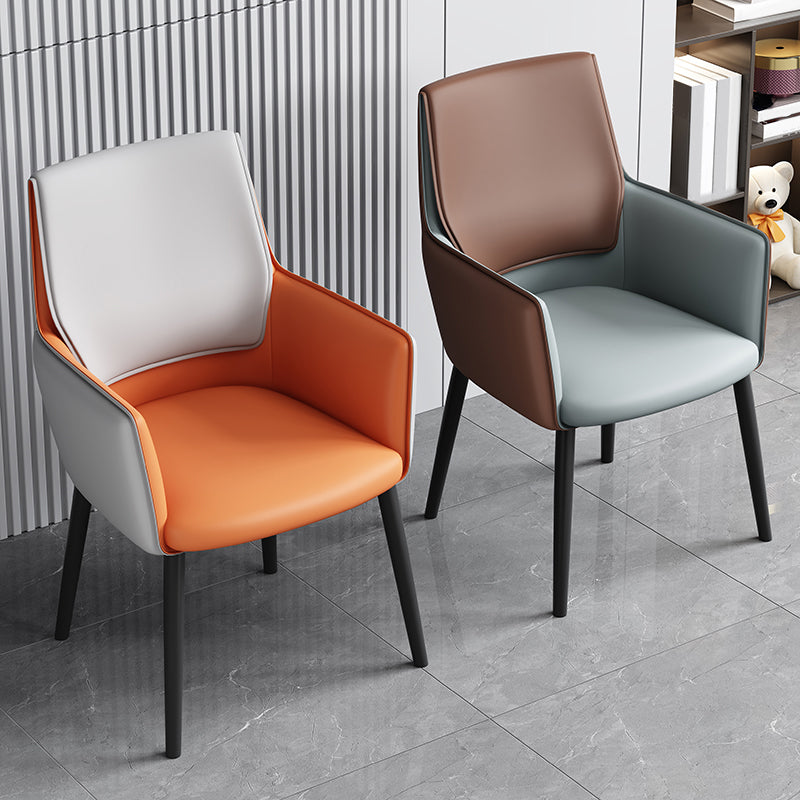 Faux Leather Upholstered Chair Contemporary Kitchen Dining Arm Chair Clearhalo 'Dining Chairs' 'Dining Tables & Seating' 'dining_chair' 'furn' 'furn_dining_chair' 'Furniture' 'Kitchen & Dining Furniture' 6581596