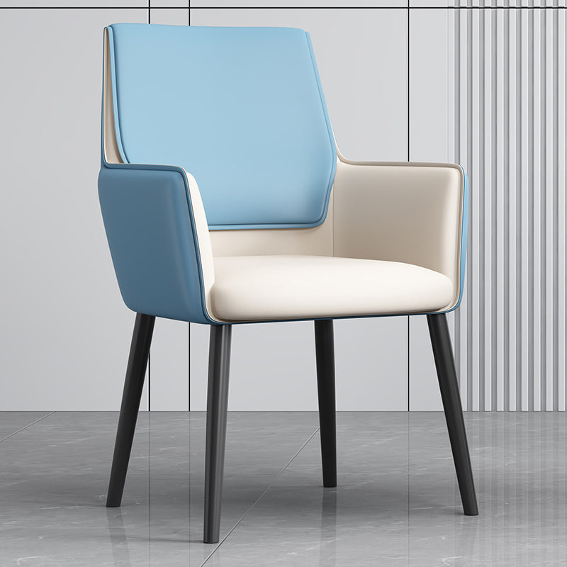 Faux Leather Upholstered Chair Contemporary Kitchen Dining Arm Chair Blue-White 1 Piece Clearhalo 'Dining Chairs' 'Dining Tables & Seating' 'dining_chair' 'furn' 'furn_dining_chair' 'Furniture' 'Kitchen & Dining Furniture' 6581597