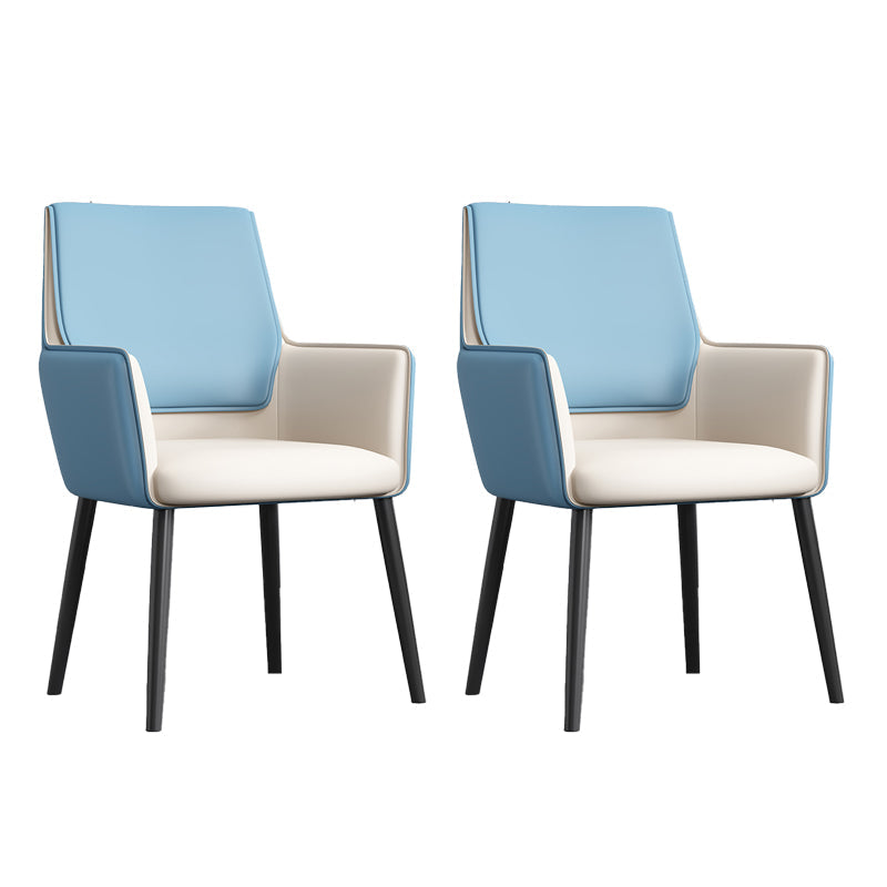 Faux Leather Upholstered Chair Contemporary Kitchen Dining Arm Chair Blue-White 2 Piece Set Clearhalo 'Dining Chairs' 'Dining Tables & Seating' 'dining_chair' 'furn' 'furn_dining_chair' 'Furniture' 'Kitchen & Dining Furniture' 6581598