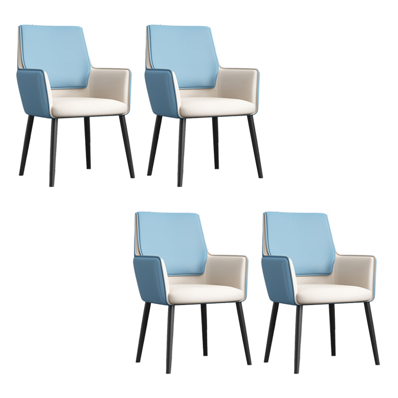 Faux Leather Upholstered Chair Contemporary Kitchen Dining Arm Chair Blue-White 4 Piece Set Clearhalo 'Dining Chairs' 'Dining Tables & Seating' 'dining_chair' 'furn' 'furn_dining_chair' 'Furniture' 'Kitchen & Dining Furniture' 6581601