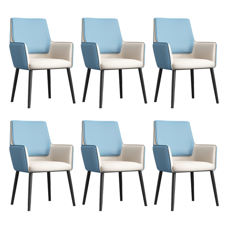Faux Leather Upholstered Chair Contemporary Kitchen Dining Arm Chair Blue-White 6 Piece Set Clearhalo 'Dining Chairs' 'Dining Tables & Seating' 'dining_chair' 'furn' 'furn_dining_chair' 'Furniture' 'Kitchen & Dining Furniture' 6581603