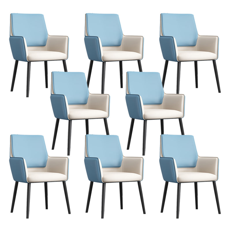 Faux Leather Upholstered Chair Contemporary Kitchen Dining Arm Chair Blue-White 8 Piece Set Clearhalo 'Dining Chairs' 'Dining Tables & Seating' 'dining_chair' 'furn' 'furn_dining_chair' 'Furniture' 'Kitchen & Dining Furniture' 6581605