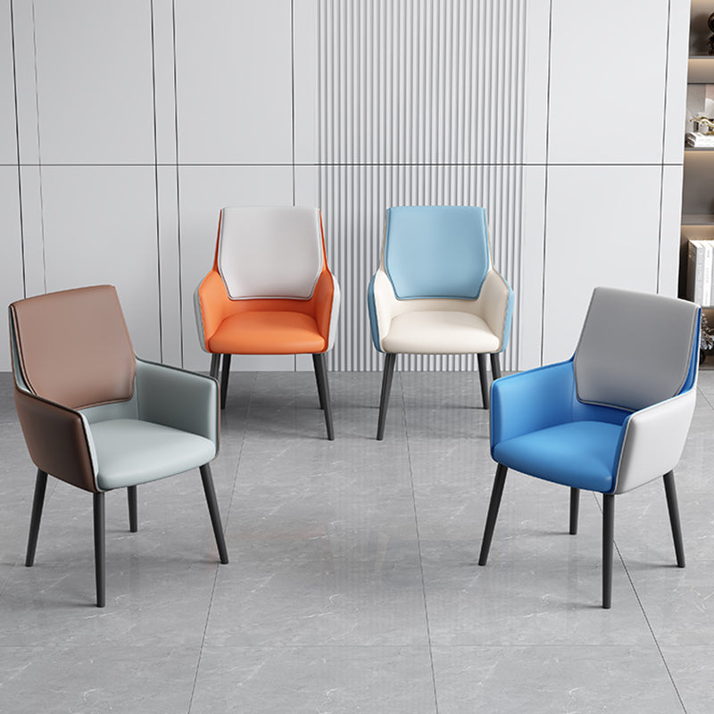 Faux Leather Upholstered Chair Contemporary Kitchen Dining Arm Chair Clearhalo 'Dining Chairs' 'Dining Tables & Seating' 'dining_chair' 'furn' 'furn_dining_chair' 'Furniture' 'Kitchen & Dining Furniture' 6581614
