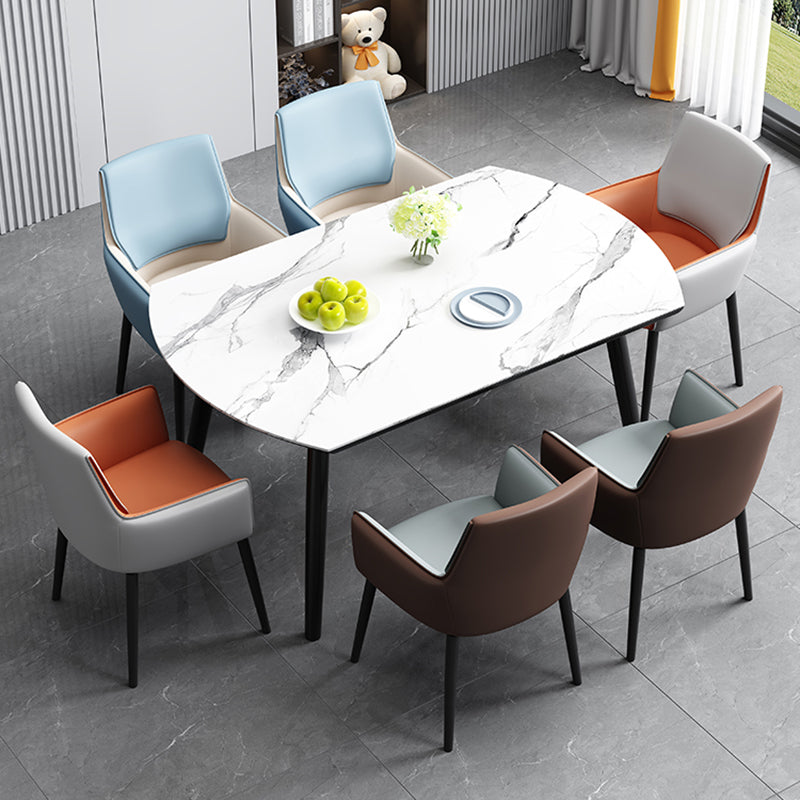 Faux Leather Upholstered Chair Contemporary Kitchen Dining Arm Chair Clearhalo 'Dining Chairs' 'Dining Tables & Seating' 'dining_chair' 'furn' 'furn_dining_chair' 'Furniture' 'Kitchen & Dining Furniture' 6581616