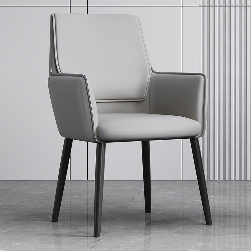 Faux Leather Upholstered Chair Contemporary Kitchen Dining Arm Chair Light Gray 1 Piece Clearhalo 'Dining Chairs' 'Dining Tables & Seating' 'dining_chair' 'furn' 'furn_dining_chair' 'Furniture' 'Kitchen & Dining Furniture' 6581617